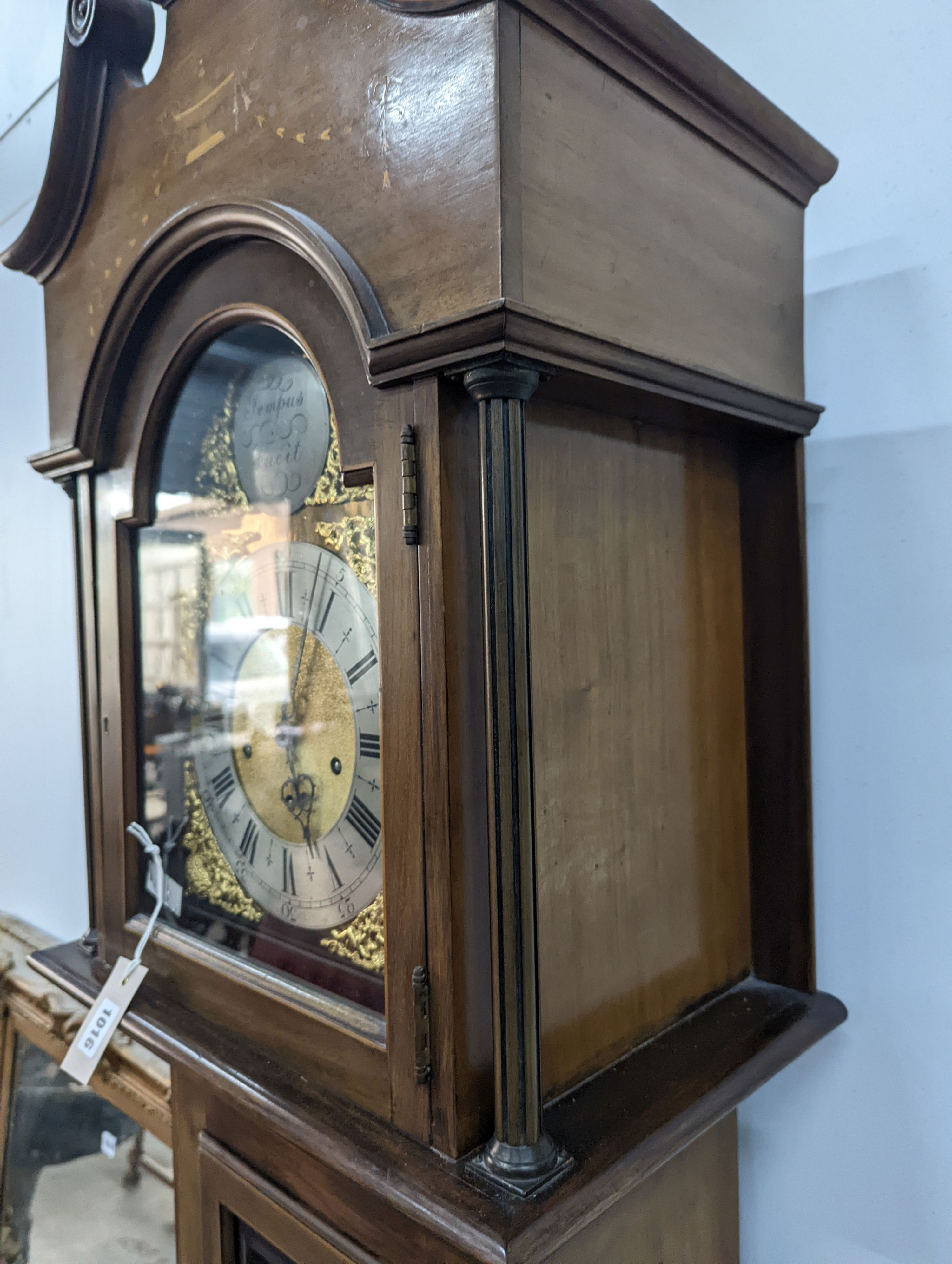 An Edwardian style inlaid mahogany 8 day longcase clock, height 216cm